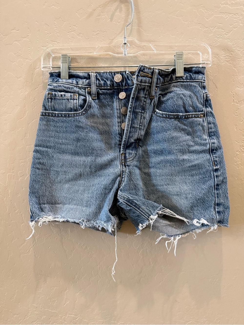 PacSun Light Blue High-Rise Distressed Denim Shorts #P264